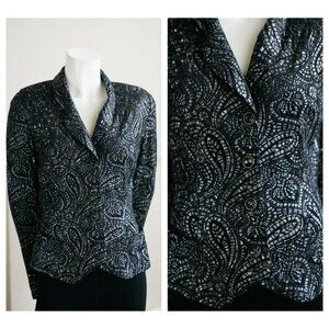 Babu Paris Textured Paisley Print Stained Glass Window Look Cropped Blazer 2